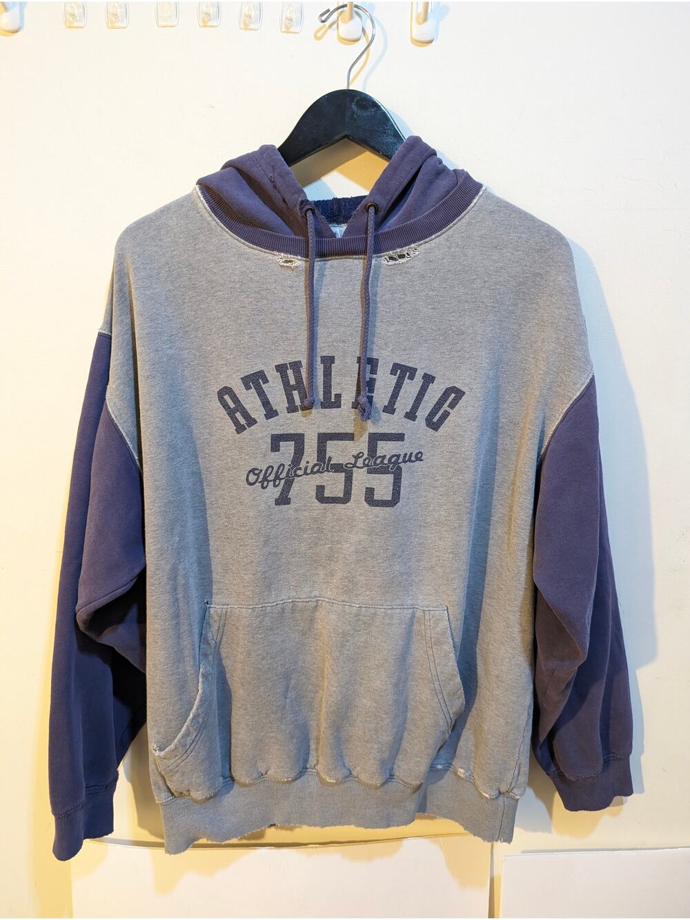 Vintage GAP Athletic Navy Purple Cotton Hoodie Grunge Distressed 2000s Y2K Sz L